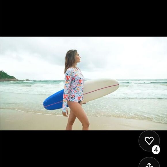 Bright Colored Floral Rashguard with front zip, thumb holes and 50+UPF- NWOT- Sm - Picture 7 of 13